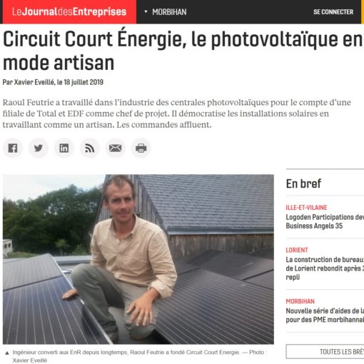 Energie-Renouvelable-Article Journal des Entreprises-Cicuit Court Energie
